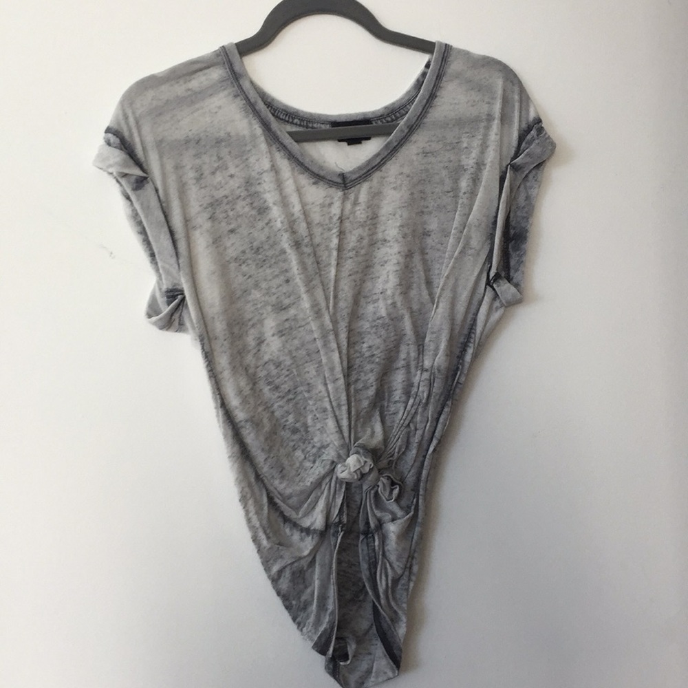 Topshop knit tee with tie front size US 4 gray